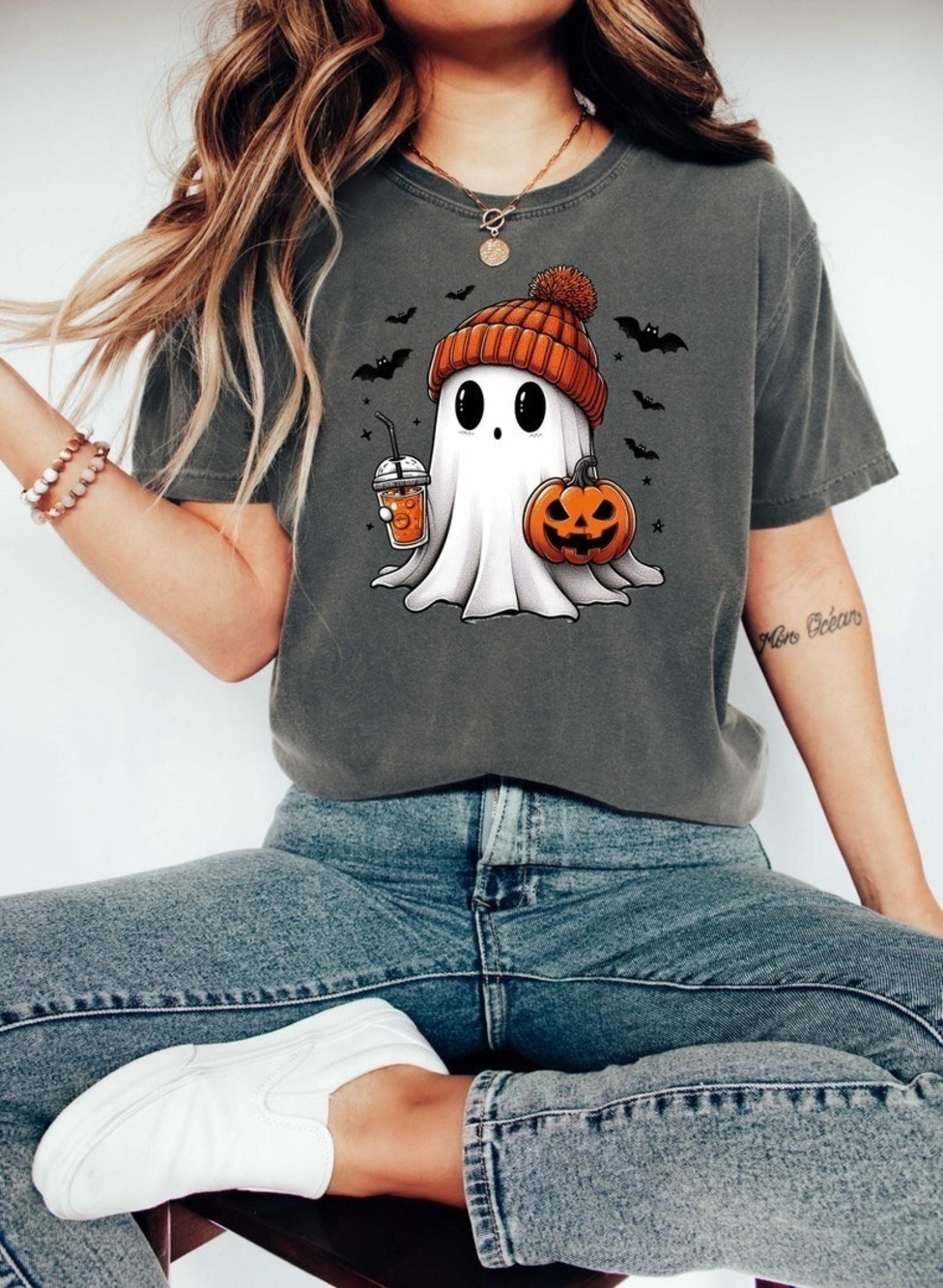 Funny Spooky Sweatshirt Womens Ghost Spooky Season Halloween Party Fall